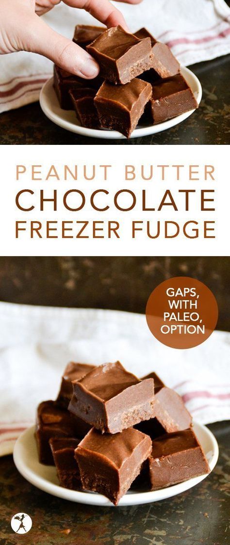 This GAPS-friendly, dairy-free Peanut Butter Chocolate Freezer Fudge is full of healthy fats, and is only sweetened with honey! #chocolate #peanutbutter #gapsdiet #fudge #summer #healthytreats #cleaneating #paleooption #veganoption Healthy Fudge Recipe, Vegan Fudge Recipes, Paleo Fudge, Chocolate Desserts Fancy, Freezer Fudge, Healthy Fudge, Chocolate Peanutbutter, Vegan Fudge, Peanut Butter Fudge Recipe