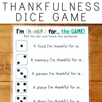 Have fun and share what you're grateful for with this printable thankful game! This is a great game to play with the family or class and the simple instructions make it easy for young kids to play too! All you need to do is print out this activity and grab a die. Thankful Games For Kids, Gratitude Games For Kids, Gratitude Dice Game, Gratitude Games, Dice Games For Kids, Grandchildren Activities, Thankful Activities, Primary Activity, Cousin Camp