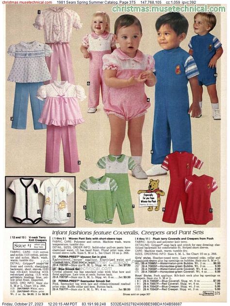 1981 Sears Spring Summer Catalog, Page 375 - Catalogs & Wishbooks 1980s Kids Fashion, 80s Fashion Kids, 90s Teen Fashion, 80s Inspired Fashion, 1980s Outfits, 80s Inspired Outfits, 1980s Kids, Vintage Kids Clothes, Clothing Catalog