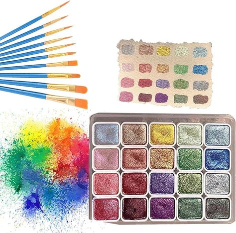 Amazon.com: Lisilinka Glitter Watercolor, 20 Colors Watercolor Painting Set, Shimmer Drops Paint Watercolor Metallic, Shimmer Watercolor Paint Set, Pearlescent Watercolor Paint Set Palette for Artists (1ML-B) : Arts, Crafts & Sewing Pearlescent Watercolor Art, Watercolor Products Art Supplies, Pearlescent Watercolor, Cheap Multicolor Shimmer Craft Supplies, Art Supplies Paint & Paint Tools, Shimmer Watercolor, Glitter Watercolor, Watercolor Paint Set, Paint Watercolor