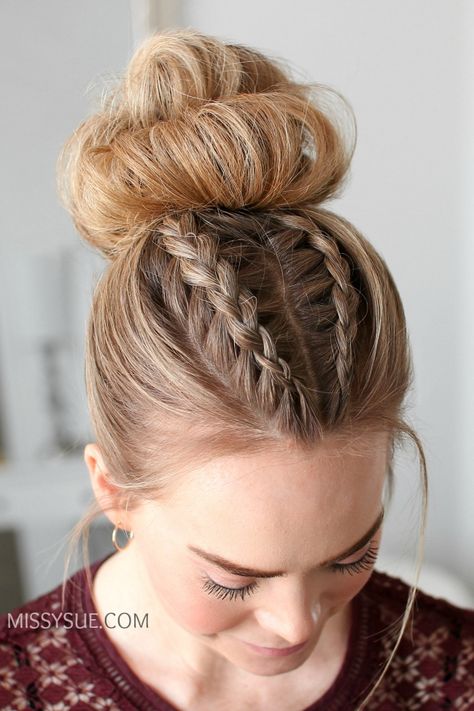 Glamour Ponytail, Trendy Bun, Fishtail Ponytail, Missy Sue, Top Knot Hairstyles, Long Hairstyle, Braided Half Up, Tutorial Ideas, Graduation Hairstyles