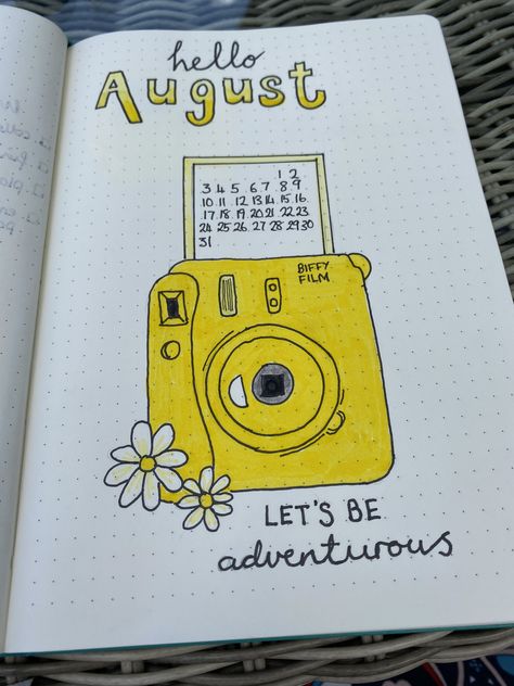 Journal For August, Bulett Journal Page Ideas August, August Journal Page, August Planner Ideas, Journal Ideas August, August Journal Cover, Notebook Cover Design Drawing, August Journal Ideas, August Drawings