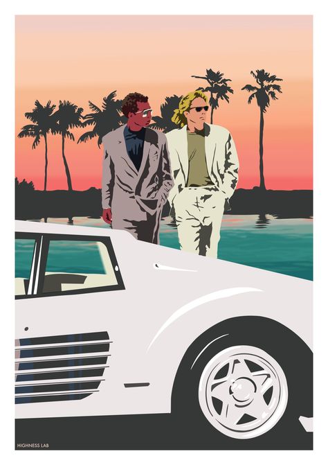 ** FREE SHIPPING WORLDWIDE **

Exclusive high quality digital art print poster inspired by the iconic 80s American tv series "Miami Vice".
These illustrations were hand-drawn by Highness Lab and due to this, they are completely unique and cannot be found anywhere else. Miami Vice Poster, Miami Vice Wallpaper, Eagle Back Tattoo, Miami Vice Fashion, Sonny Crockett, 80s Tv Series, Series Artwork, Iphone Wallpaper Hd Original, 80s Tv