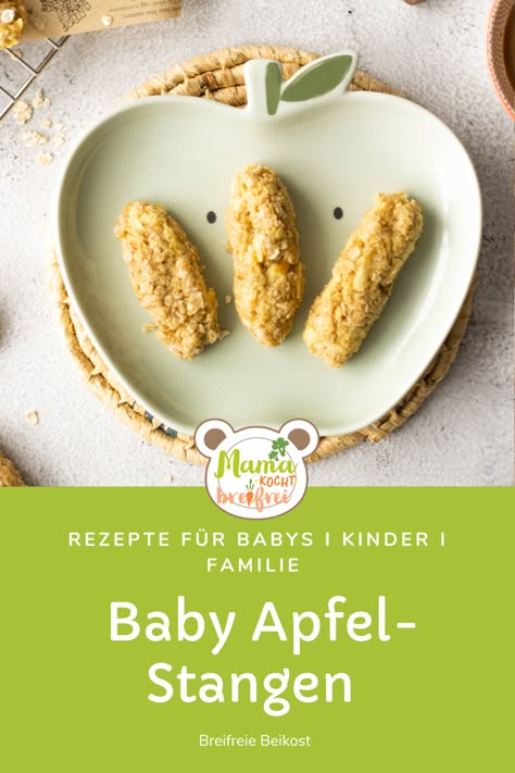 Leckere gesunde Apfel-Stangen zum Frühstück oder Snack für Baby - Led Weaning Babys, Kinder und Familie. Blw Snacks On The Go, Baby Leading Weaning, Baby Snacks 1 Year, Blw Snacks, Baby Fingerfood, Fingerfood Baby, Baby Finger Foods, Baby Snacks, Led Weaning