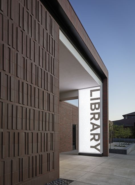 Ramsey County Shoreview Library,© Paul Crosby Architectural Photography Brick Library, Library Design Exterior, Modern Library Architecture, Library Exterior Design, Library Exterior Architecture, Library Entrance, Library Facade, Library Exterior, Library Facade Design