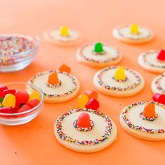 Sombrero Cookies, Afternoon Crafts, Jenny Cookies, Ladies Lunch, Ladies Luncheon, Dots Candy, Month Of May, Kids Class, Gum Drops