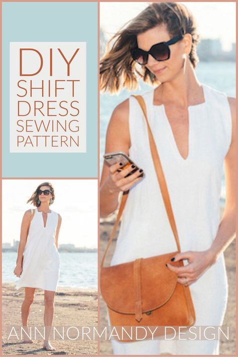 Diy Shift Dress, Clothes Repair, Homemade Clothes, Tunic Dress Patterns, Linen Dress Pattern, Summer Shift Dress, Shift Dress Pattern, Dresses By Pattern, Linen Shift Dress