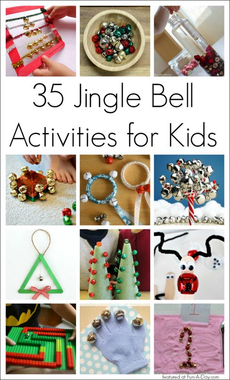 35 Jingle Bell Christmas Activities for Kids - sensory play, music, math, crafts, and more Bell Crafts, Jingle Bell Crafts, Music Math, Preschool Christmas Activities, Craft Bells, Math Crafts, Bell Christmas, Music Crafts, 4 December