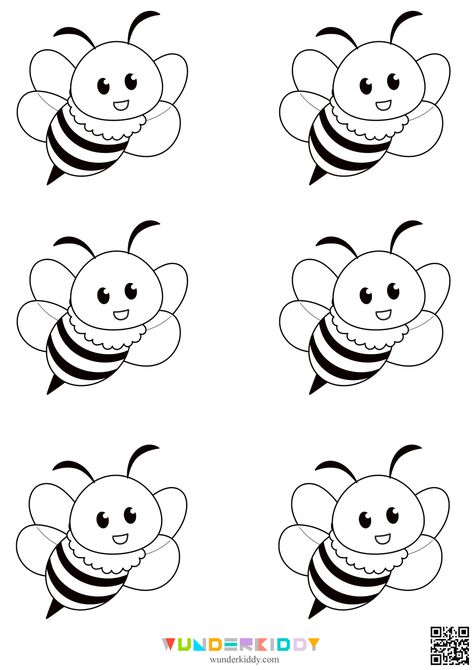 Nice Bee Templates, printable on WUNDERKIDDY for free, are meant to develop imagination, creativity, and fine motor skills by children at preschool age. In the set there are printable bee templates that can be used in kindergarten or at home as game elements, indoor decoration or handicrafts. Let your child choose a bee that he/she likes and help to cut out printable bee templates along the outline. Then ask your child to color the bee by his/her preference and decorate a room. Instead of usu... Bees Template Free Printables, Printable Bee Images, Printable Bee Template, Free Printable Bee Template, Free Printable Bees, Bumble Bee Template Free Printable, Bee Activities For Preschool Free Printables, Bumble Bee Coloring Page, Bee Crafts For Kids Preschool