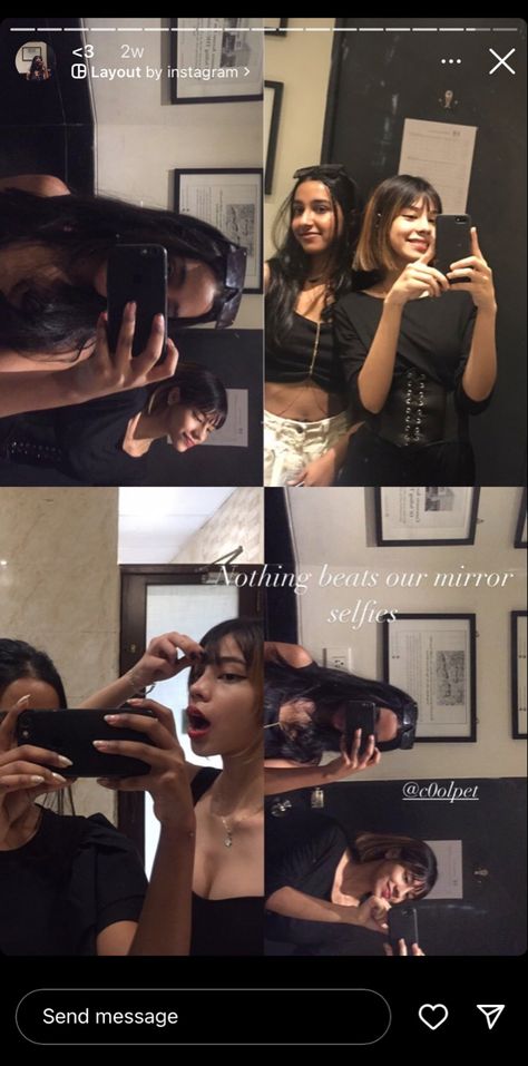 Washroom together #aesthetic mirror selfie mirror poses #aestheticstyle #selfietime #poses #aestheticfeed #storyig #storyideas #igstoryideas Washroom Aesthetic Pictures, Mirror Selfie For Friends, Mirror Selfie Ideas With Best Friend, Mirror Selfie Aesthetic No Face Caption, Aesthetic Mirror Captions, Mirror Selfie Aesthetic Captions Instagram, Mirror Selfie With Friends Captions, Washroom Mirror Selfie Captions, Mirror Selfie Instagram Story Edit