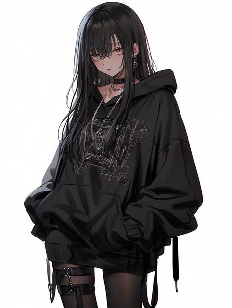 Anime Goth Outfits, Tomboy Aesthetic, Production Assistant, Gothic Fashion Women, Walpapers Cute, Anime Goth, Anime Artist, Cute Goth, Gothic Anime