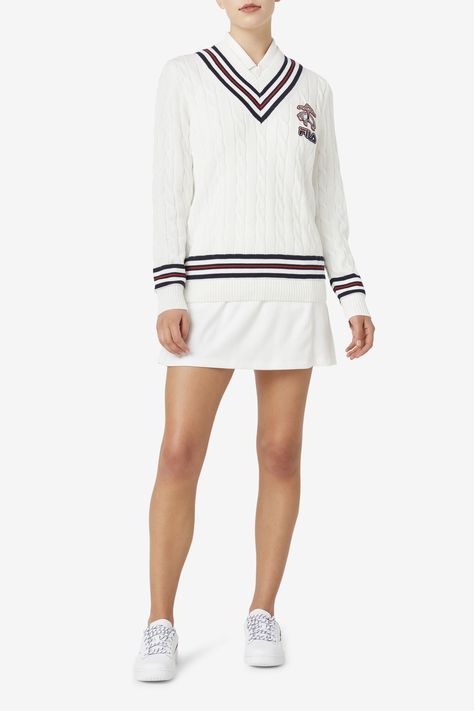 White Tennis Dress, Tennis Sweater, Lawn Tennis, Classy Style, Womens Tennis, Tennis Dress, Sneakers Outfit, Brooks Brothers, Iconic Brands