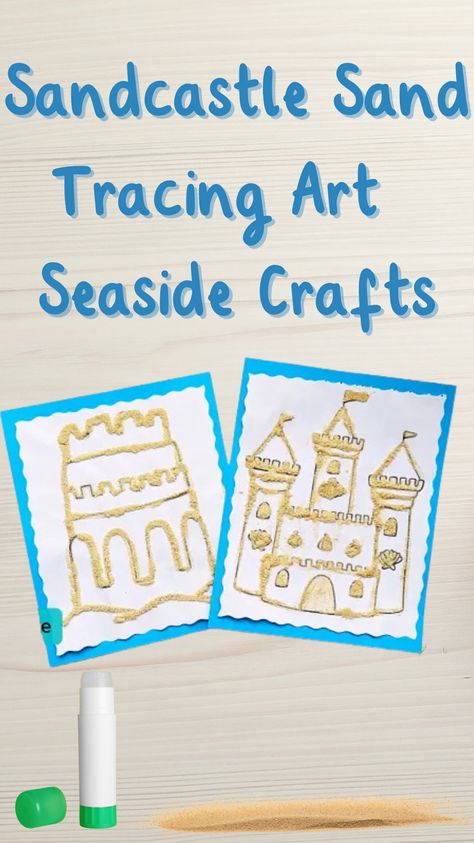 Sandcastle Sand Tracing Art | Seaside Crafts Access our Sandcastle Sand Tracing Art craft pack, which includes very simple, child-friendly instructions supported by photographs, and four pages of printable sandcastle templates. Each template page contains a large design for a sandcastle, each becoming more and more detailed. Children of all ages will love creating their own sandcastle, from the comfort of their home or classroom. Simply trace over the lines with glue then sprinkle with sand. Beach Ball Crafts, Summer Bucket List Craft, Bucket List Craft, Seaside Crafts, Summer Art Activities, Creative Art Activities, Tracing Art, Simple Collage, Fine Motor Skills Activities