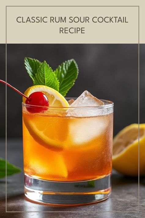 Looking for a delightful cocktail that combines the tanginess of citrus with the smooth kick of rum? The Classic Rum Sour is the perfect choice! This easy-to-make drink has roots dating back to the 1800s and offers a vibrant balance of rum, lemon juice, and just the right amount of sweetness. It's an ideal cocktail for happy hours, parties, or simply unwinding after a long day. Discover how to make this timeless cocktail that never goes out of style and impress your friends with this irresistible treat! Rum Sour Recipe, Rum Sour, Caipirinha Cocktail, Daiquiri Cocktail, Rum Cocktail Recipes, Rum Recipes, Sour Cocktail, Easy Cocktail, Light Rum