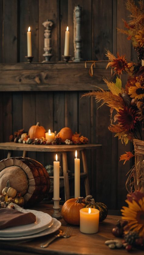 Transform your home into a cozy autumn sanctuary with these stunning fall Thanksgiving decor DIY ideas From elegant table candle centerpieces to charming Hobby Lobby finds spruce up your Front Porch Living Room Outdoor Farmhouse Kitchen or Modern Porch effortlessly Add warmth and charm to your space this season Table Candle Centerpieces, Thanksgiving Decor Diy, Front Porch Living, Luxury Mediterranean Homes, Thanksgiving Decor Ideas, Creative Vision Boards, Thanksgiving Aesthetic, Autumn Living Room, Candle Table Centerpieces