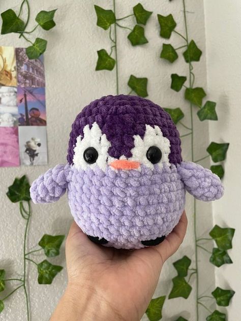 Crochet Penguin Plushie Stuff Animal Soft Purple Penguin Crochet toys patterns free amigurumi #crochettoyspatternsfreeamigurumi #crochet #crochettoy #crochetpattern #crochetpatterns 1.196 Toys Quotes, Penguin Plushie, Purple Penguin, Penguin Crochet, Butterfly Tutorial, Crochet Toys Free Patterns, Crochet Butterfly Pattern, Crochet Penguin, Crochet Lion