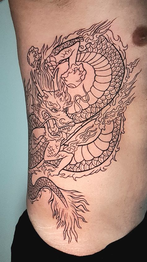 Tattoo for men, Japanese Tattoo, Tattoo ideas for men, Masculine Tattoo, Dragon tattoo, Rib tattoo Dragon Tattoo For Men, Shen Long Tattoo, Rib Tattoos For Guys, Fineline Tattoos, Dragon Tattoos For Men, Chinese Dragon Tattoos, Japanese Dragon Tattoo, Japanese Dragon Tattoos, Aztec Tattoo