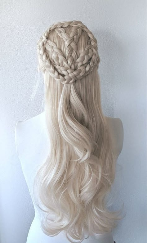 Platinum Blonde Lace Front Wig, Daenerys Targaryen Hair, Period Hairstyles, Targaryen Hair, Elven Princess, Character Builder, Medieval Hairstyles, Hair Doctor, Blonde Lace Front Wigs