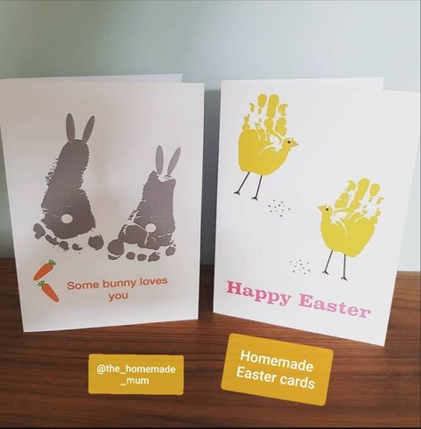 Baby Easter Crafts, Baby Footprint Art, Easter Craft Projects, Easter Crafts For Toddlers, Easter Cards Handmade, Baby Art Projects, Easter Preschool, Baby Handprint, Better Late Than Never