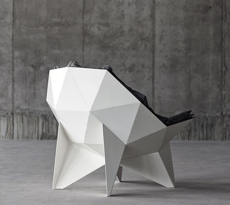 q1_07 Geometric Chair, Shell Structure, Geodesic Dome, Booth Design, Design Milk, Art Furniture, Upholstered Chairs, Sofa Design, Chair Design