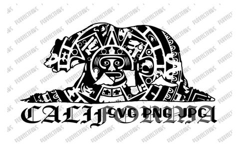 Aztec Artwork, Aztec Tattoos, Creepy Masks, California Tattoo, Aztec Tattoo Designs, Cholo Art, Pattern Svg, California Bear, Aztec Tattoo