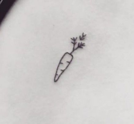 Carrot Tattoo Design, Tiny Carrot Tattoo, Carrot Tattoo Tiny, Peas And Carrots Tattoo, Vegetables Tattoo, Veggie Tattoo, Farm Tattoos, Carrot Tattoo, Vegetarian Tattoo