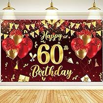 Bday Background, 60th Birthday Banner, Red Birthday Party, Woman Birthday Party, Happy 60th Birthday, Birthday Photography, Banner Sizes, Background Photography, Gold Balloons