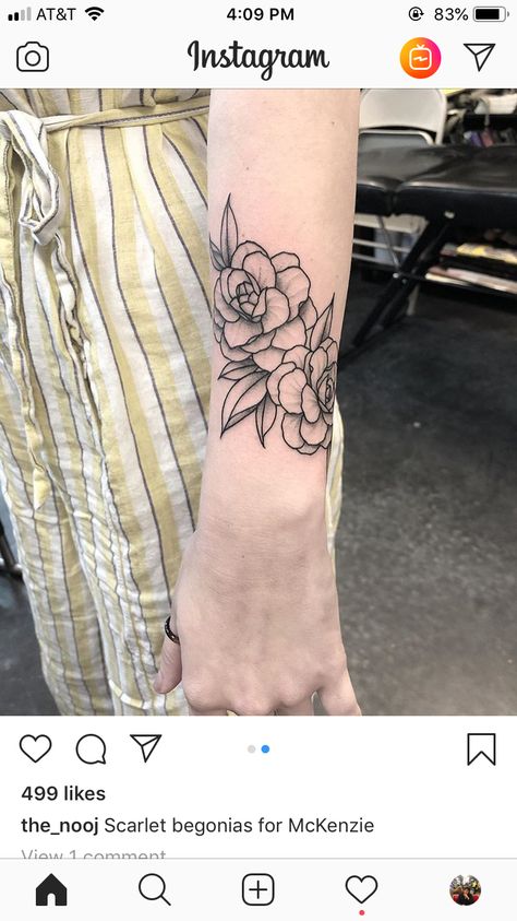 Begonia Tattoo Black And White, Scarlet Begonias Tattoo, Begonia Flower Tattoo, Begonia Tattoo, Piercing Tattoo, Black Tattoos, Tattoos And Piercings, Scarlet, Tattoos For Women