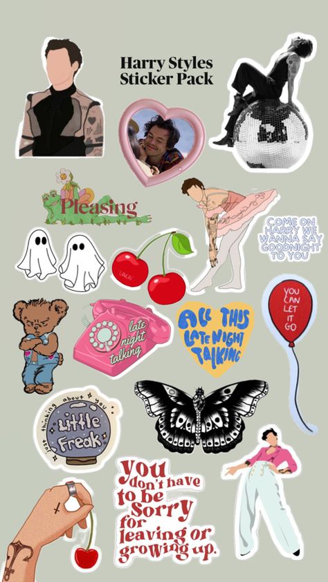 #harrystyles #hs1 #stickerpack #stickers #collage #onedirection #fineline #harryshouse #aesthetic #diy #collage Aesthetic Stickers Harry Styles, Harry Styles Stickers Printable, Ipad Inspo, Diy Collage, Stickers Collage, Aesthetic Diy, Stickers Aesthetic, Tumblr Stickers, Sticker Packs