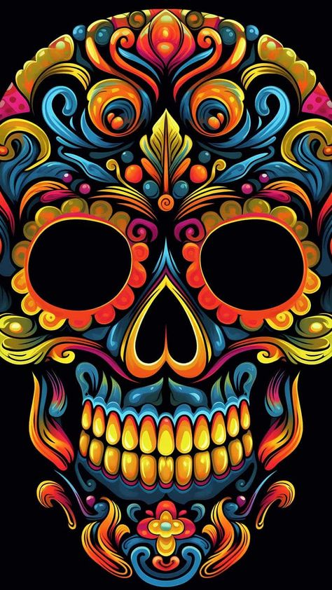 Color Bomb Explosion IPhone Wallpaper - IPhone Wallpapers : iPhone Wallpapers Sugar Skull Art Painting, Mexican Skull Art, Skull Artwork Illustrations, Sugar Skull Drawing, Sugar Skull Wallpaper, Sugar Skull Painting, Colorful Skull Art, Wallpaper Windows, Sugar Skull Artwork