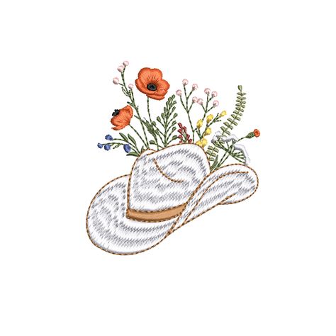 Cowgirl Wildflower Hat for Machine Embroidery in 7 sizes: 50 x 50 mm (2 x  2 inches) 70 x 60 mm (2.7 x 2.3 inches) 80 x 70 mm (3.1 x 2.7 inches) 90 x 90 mm (3.5 x 3.5 inches) 110 x 100 mm (4.3 x 4 inches) 140 x 120 mm (5.5 x 4.7 inches) 150 x 140 mm (6 x 5.5 inches) Cowgirl elements: https://www.etsy.com/ca/listing/1748805263 https://www.etsy.com/ca/listing/1748808429 https://www.etsy.com/ca/listing/1734621560 https://www.etsy.com/ca/listing/1748816391 Formats: DGT, DST, EMB, EMD, EXP, HUS, JEF, Cowboy Hat And Boots Drawing, Cowboy Embroidery Designs, Wildflower Hat, Western Widgets, Cowboy Hat Embroidery, Embroidery Country, Texas Vibes, Embroidery Cowboy, Cowboy Embroidery