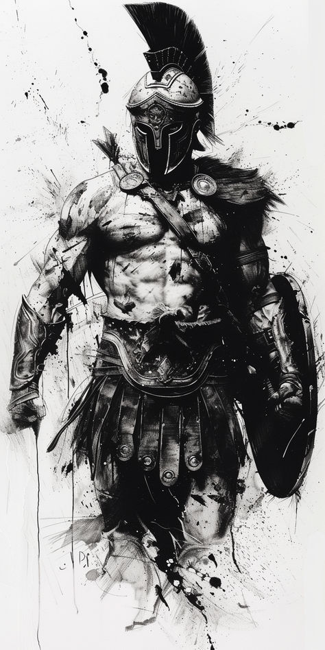 300 Spartans Tattoo, 300 Spartans Tattoo Ideas, Spartans Tattoo, 300 Spartans, Greek Warrior, Spartan Warrior, Classy Outfits Men, Illustrations And Posters, Greek Mythology