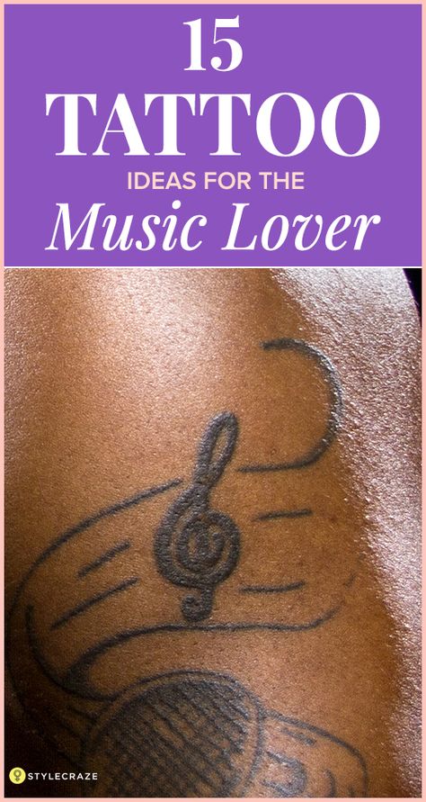 Unique Music Tattoos For Women, Simple Treble Clef Tattoo, Music Words Tattoo, Music Nature Tattoo, Love Of Music Tattoos, Music Lyric Tattoos For Women, Rock Music Tattoo Ideas, Musical Tattoos For Women, Music Lover Tattoo Ideas