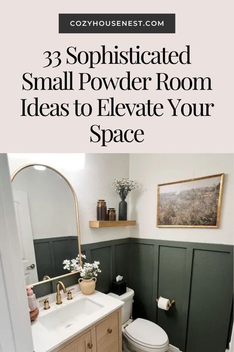 Transform your small powder room into a stylish sanctuary with these 33 sophisticated design ideas. From elegant fixtures and bold wallpapers to smart storage solutions, these concepts will inspire you to make the most of every inch. Whether you’re aiming for timeless charm or modern flair, these ideas will help you create a powder room that’s both functional and beautifully designed. Click through for inspiration to elevate your space with a touch of elegance! Powder Room Ideas Emerald Green, Glamour Powder Room, Powder Room Sink Next To Toilet, Powder Room Inspiration Luxe, Small Traditional Bathroom Ideas Powder Room Design, Half Bathroom Inspiration Powder Rooms, Hall Powder Room Ideas, White Vanity Powder Room Ideas, Half Bath Mid Century Modern