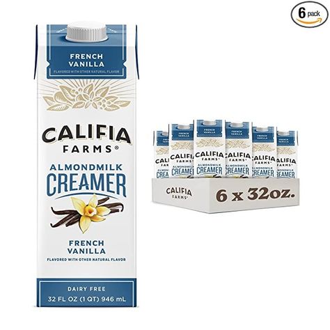 Price:$24.71(List Price:$32.95)! s - Vanilla Almond Milk Coffee Creamer with Coconut Cream, 32 Oz (Pack of 6) | Dairy Free | Soy Free | Plant Based | Vegan | Non-GMO | Shelf Stable | Gluten Free Almond Milk Coffee Creamer, Almond Milk Creamer, French Vanilla Syrup, Almond Creamer, Almond Milk Coffee, French Vanilla Creamer, Califia Farms, French Vanilla Coffee, Dairy Free Soy Free