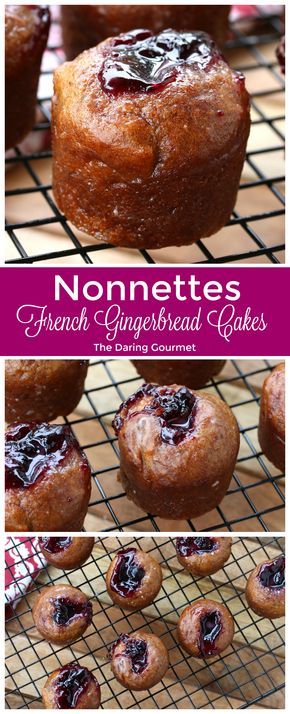 Nonnettes are small gingerbread cakes filled with jam and drizzled with a tangy lemon glaze. They��’re absolutely irresistible! Gingerbread Cakes, Lemon Glaze, French Desserts, Gingerbread Cake, Mini Cakes, Christmas Baking, Affiliate Links, Just Desserts, Scones