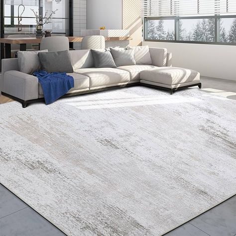 Amazon.com: BALAPET 10x14 Modern Abstract Area Rug for Living Room Bedroom, Large Machine Washable Boho Floor Carpet with Non-Slip Backing for Indoor Office Dining Room, Home Deco Non-Shedding, Sandy : Home & Kitchen Cream Rug Living Room Grey Couch, Light Gray Rugs, Area Rug For Beige Couch, Living Room Carpet Ideas Area Rugs, Rugs In Living Room Minimalist, Rug With White Couch, 10x14 Area Rug Living Room, Modern Area Rugs In Living Room, Grey Couch Rug Ideas