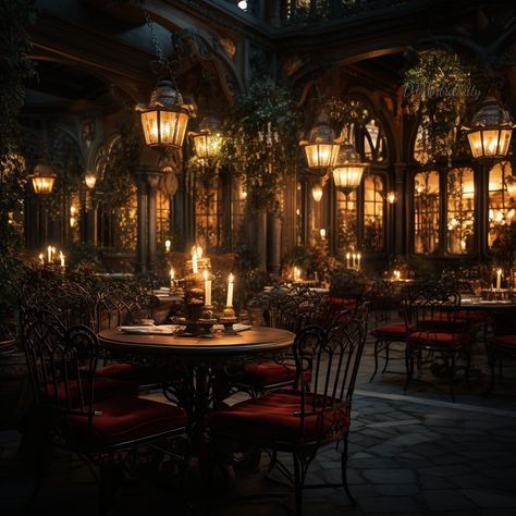 Created by me: MorbidKitty- Midjourney V5.2 Gothic Cafe Interior, Goth Restaurant, Gothic Cafe, Gothic Patio, Gothic Restaurant, Tina Core, Gothic Nightclub, Fantasy Bar, Gothic Bar