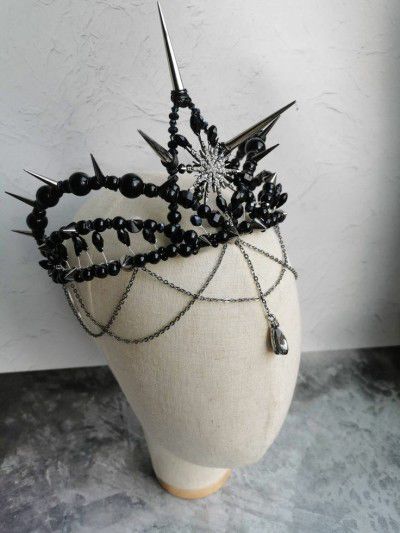 Spiky Crown, Crown Dark, Gothic Crown, Headband Crystal, Dark Queen, Halloween Headband, Lilac Wedding, Jewelry Holiday, Magical Jewelry