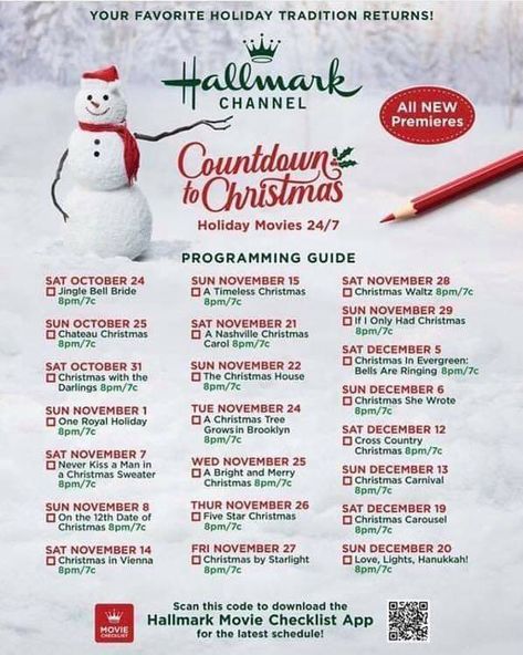 November Christmas, Movie Schedule, Christmas Tv, Cross Quilt, Movie Guide, Christmas Letter, 2020 Movies, Hallmark Christmas Movies, Countdown To Christmas