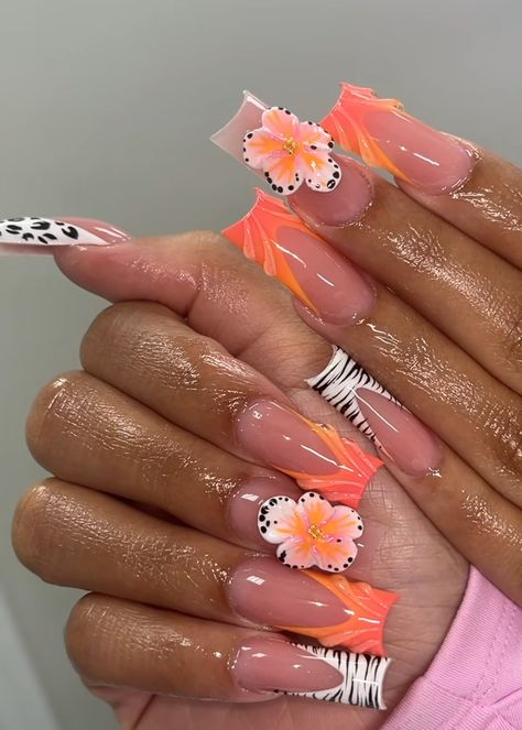 Airbrush Nails, Acrylic Nail Set, Ombre Acrylic Nails, Blush Nails, Simple Acrylic Nails, Cute Acrylic Nail Designs, Dope Nail Designs, Unique Acrylic Nails, Long Square Acrylic Nails