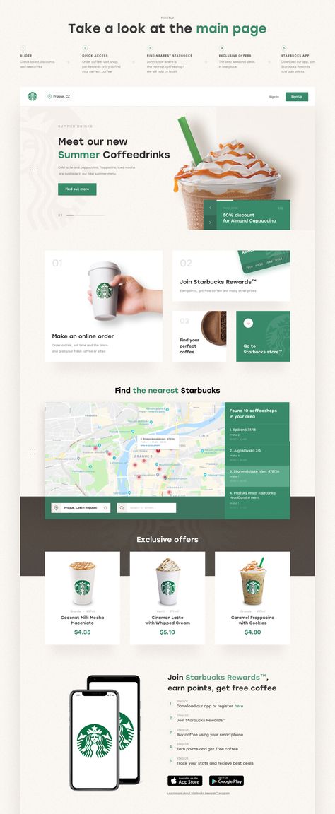 Starbucks Redesign | UX & UI on Behance Card Ui Design Website, Desain Ux, Design Sites, Web Design Websites, Webdesign Inspiration, Web Ui Design, Wordpress Website Design, Responsive Web Design, Web Design Trends