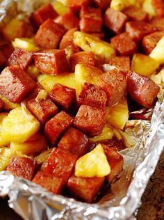 Baked Spam and Pineapple in Teriyaki Sauce | 14 Tasty Spam Recipes That Will Make You Love Spam Baked Spam And Pineapple In Teriyaki Sauce, Cooking With Spam Recipe, How To Cook Spam Recipes, Spam And Cabbage Recipe, Spam Recipes Dinners Meals, Baked Spam Oven, Spam Tacos Recipe, Spam Pineapple Fried Rice, Recipes With Spam Dinners