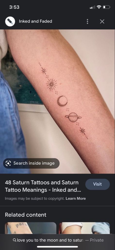 Sun Moon Saturn Tattoo, Scorpions Zodiac, Saturn Tattoo, Moon Sun Tattoo, Tiny Wrist Tattoos, Inspiration Tattoos, Zodiac Tattoo, Hummingbird Tattoo, Sun Tattoo