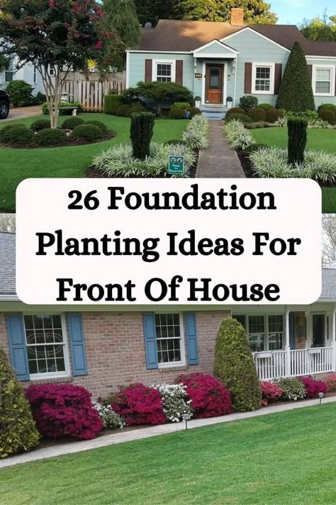 Looking for landscaping inspiration? Check out these 26 foundation planting ideas for the front of your house. From colorful flowers to evergreen shrubs, find the perfect plants to enhance your home's curb appeal. Landscape Design Cottage, Shaded Front Yard Landscaping Ideas, Front Curb Appeal Landscaping, Landscape Ideas For Front Of House, Foundation Landscaping Ideas, Hardscape Front Yard, Front Garden Planting Ideas, Front Porch Landscape, Easy Outdoor Projects