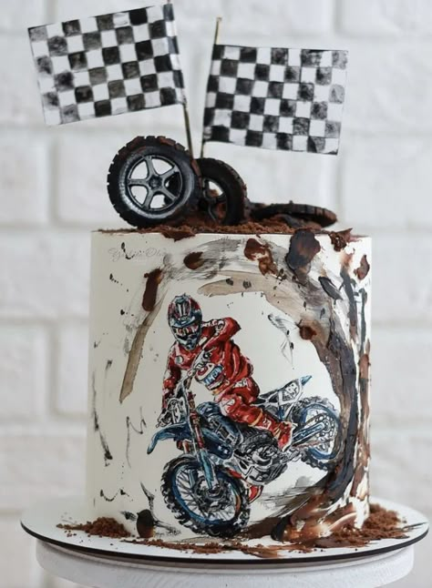 Motor Cake, Motocross Cake, Bolo Motocross, Motorcycle Birthday Cakes, Motocross Birthday Party, Motorcycle Birthday Parties, Motorbike Cake, Racing Cake, Tire Cake