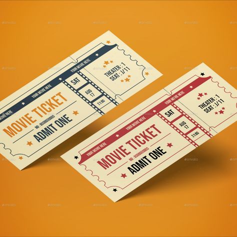 Ticket Movie Festival Festival Advertisement, Movie Night Tickets, Movie Festival, Admit One Ticket, Movie Ticket, Voucher Design, Cake Show, Movie Night Party, Ticket Design