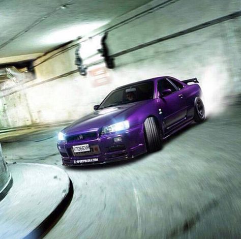 Nissan Skyline GTR R34 Gtr Nissan, Doflamingo Wallpaper, Nissan R34, Nissan Gtr R34, Skyline Gtr R34, R34 Gtr, R35 Gtr, Purple Car, Gtr R34