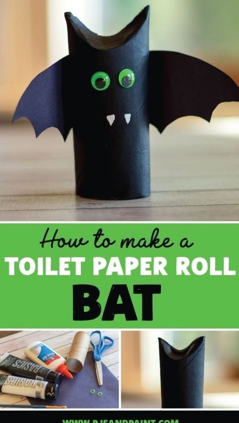 This toilet paper roll bat is a great craft to do with your kids this Halloween. You can place them all around your house for fun seasonal decorations. #halloweendecor #halloweenideas #halloweendecoration Halloween Toilet Paper Roll, Halloween Toilet Paper Roll Crafts, Toilet Paper Roll Bat, Paper Roll Crafts For Kids, Halloween Toilet Paper, Strašidelný Halloween, Spooky Crafts, Bat Craft, Casa Halloween