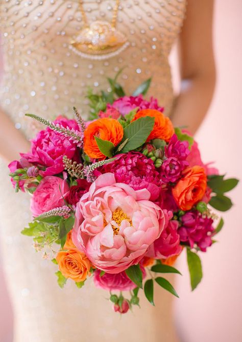 Bright Pink Wedding, Orange Bridal Bouquet, Orange Wedding Bouquet, Orange And Pink Wedding, Prom Bouquet, Pink And Orange Flowers, Bright Wedding Flowers, Orange Bouquets, Orange Wedding Flowers